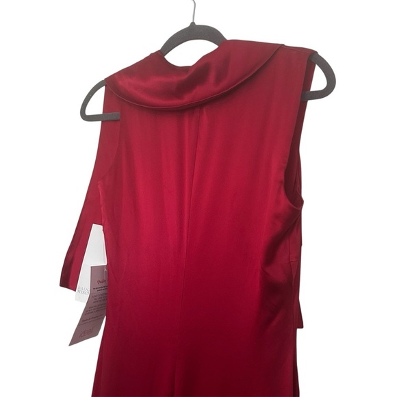 Badgley Mischka Dress Crimson Red Maxi Silk Formal High Low Prom Size 2 - Picture 4 of 16